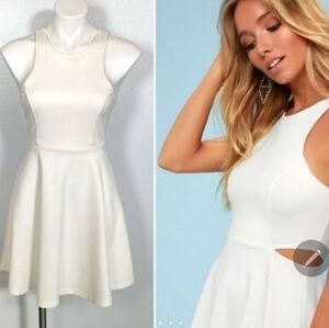White Cutout Skater Mini Dress